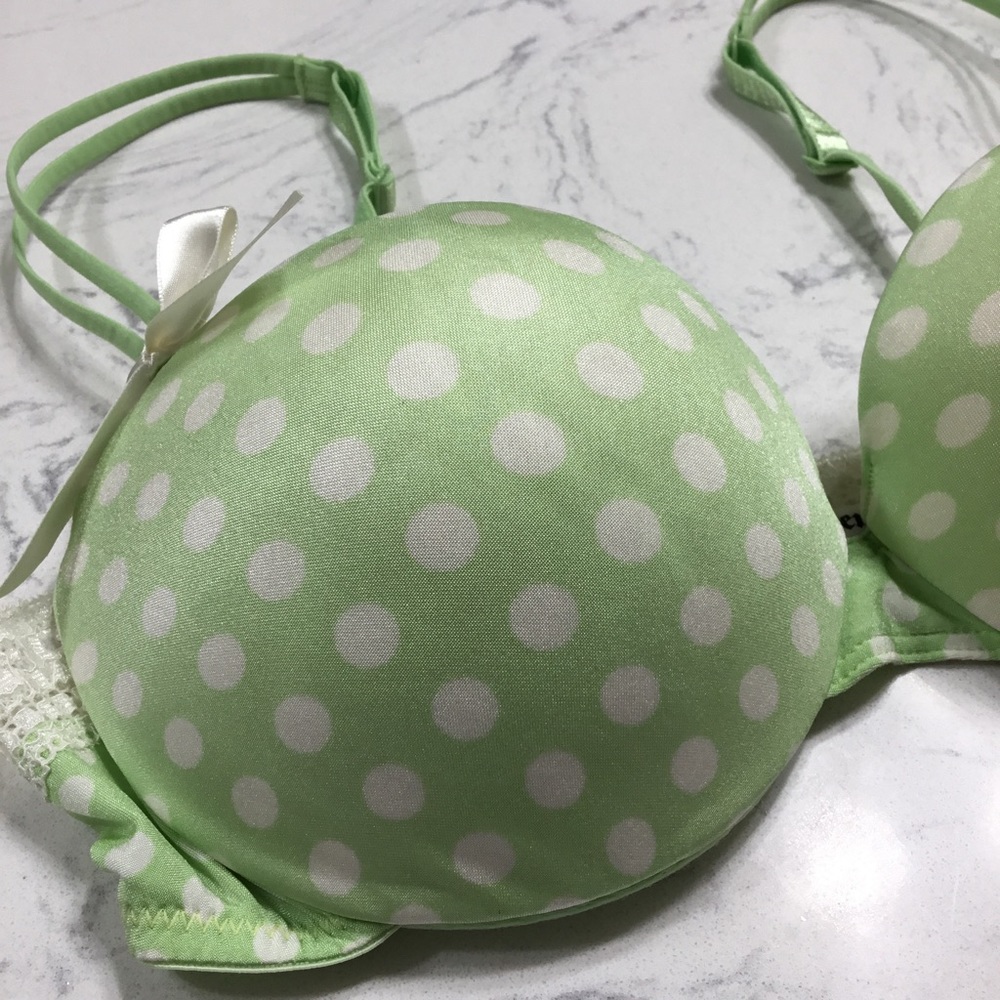 B. Tempt’d By Wacoal Polka Dotted Push Up Bra Lime Green 32C - Picture 6 of 16